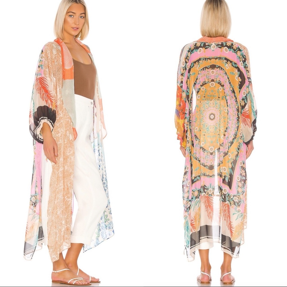 Free People Long Magic Print Cardigan Kimono NEW - Picture 8 of 8